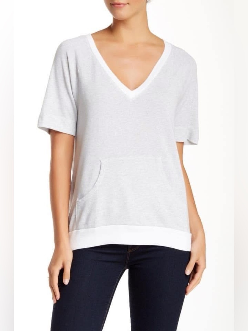 NWOT Three Dots v-neck sweatshirt tunic—Size small